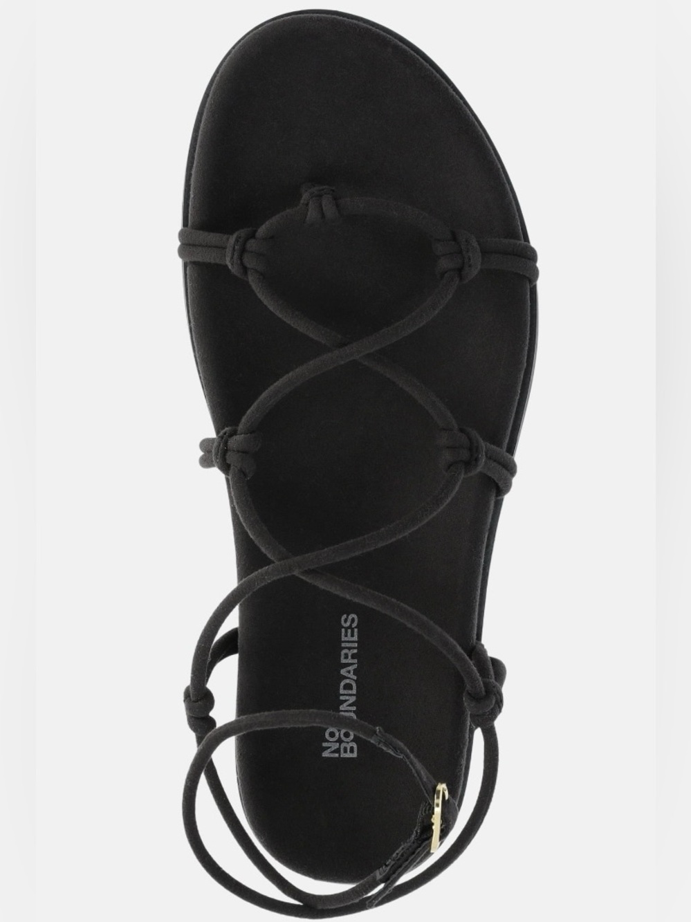 NWT No Boundaries Black Knotted Strappy Flat Lace up Sandals